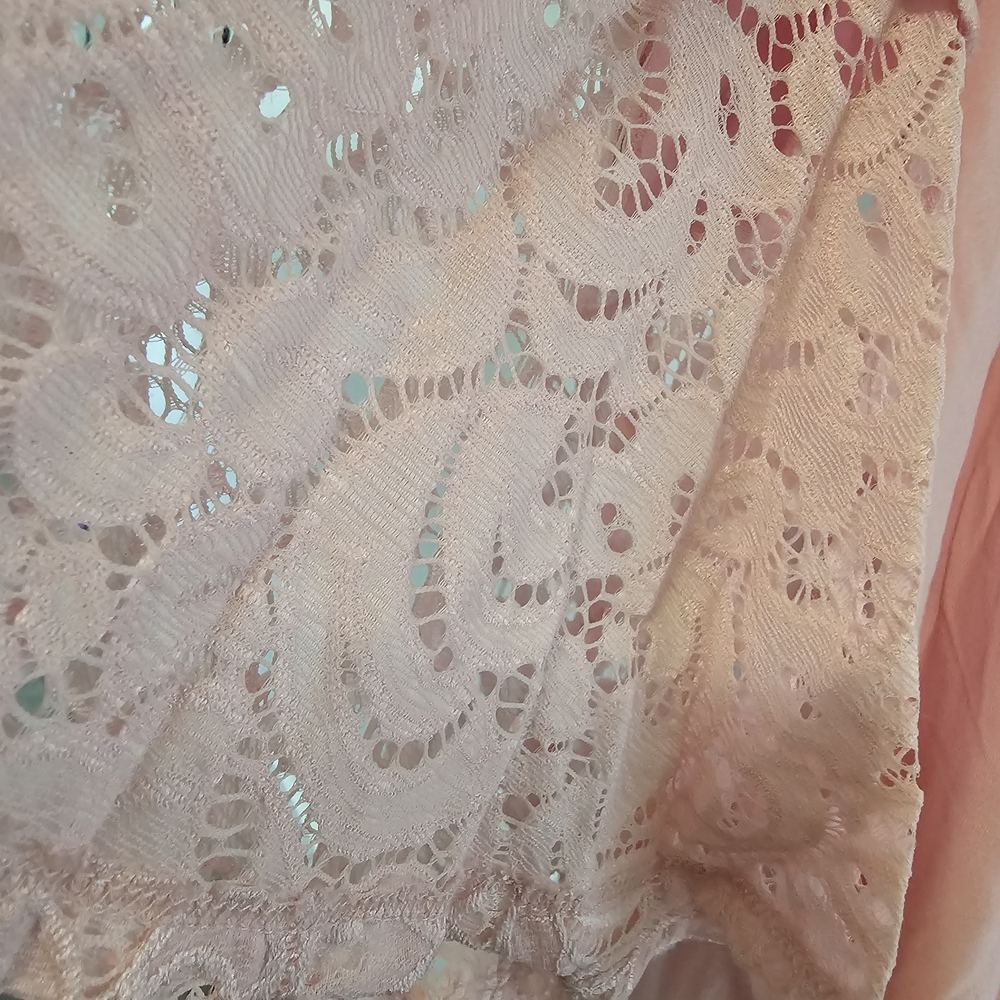 Crewneck Blouse With Flared Lace Cuffs